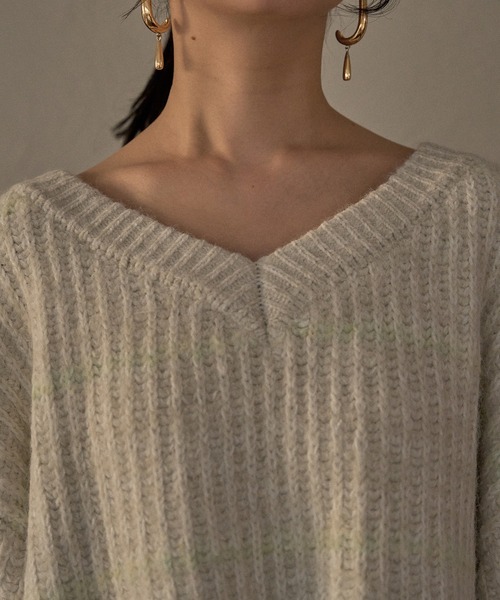 V neck border knit / Vネックボーダーニット（ニット/セーター