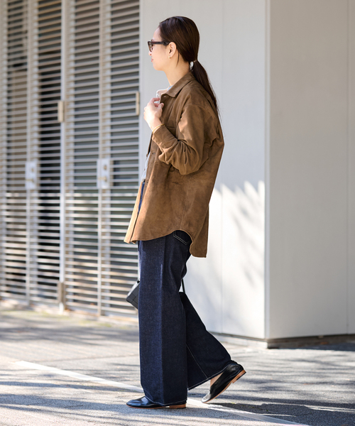 FRAMeWORK（フレームワーク）の「THRIFTY LOOK 別注 SUEDESHIRTブルゾン（ライダースジャケット・レディース・ブラウン・FREE）」の22枚目の写真