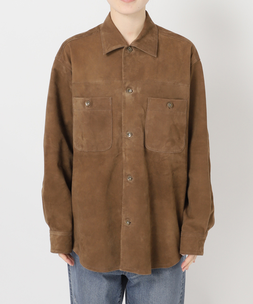 FRAMeWORK（フレームワーク）の「THRIFTY LOOK 別注 SUEDESHIRTブルゾン（ライダースジャケット・レディース・ブラウン・FREE）」の6枚目の写真