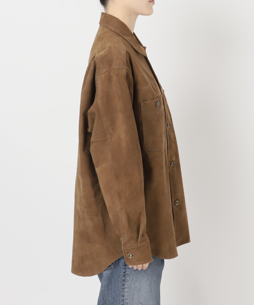 FRAMeWORK（フレームワーク）の「THRIFTY LOOK 別注 SUEDESHIRTブルゾン（ライダースジャケット・レディース・ブラウン・FREE）」の3枚目の写真