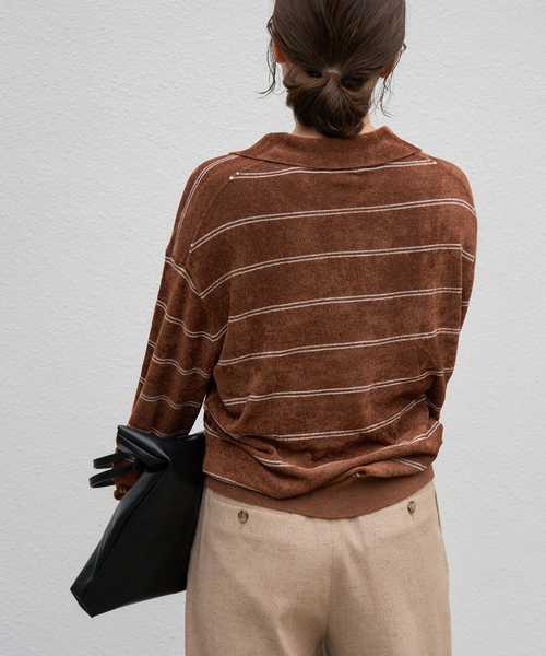 追加2》ベロアニットロングスリーブポロシャツ（ニット/セーター