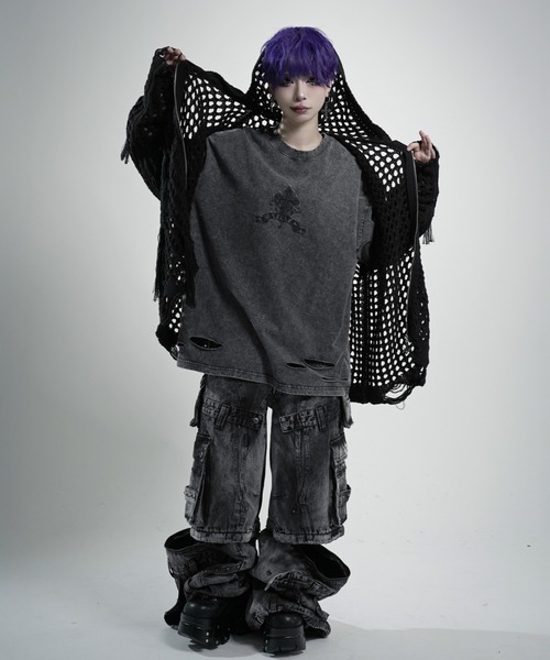 REFLEM(レフレム)の「『REFLEM/レフレム』フリンジニットZIPフーディー/ジップパーカー(パーカー・レディース・グレー/ブラック・FREE)」の13枚目の写真