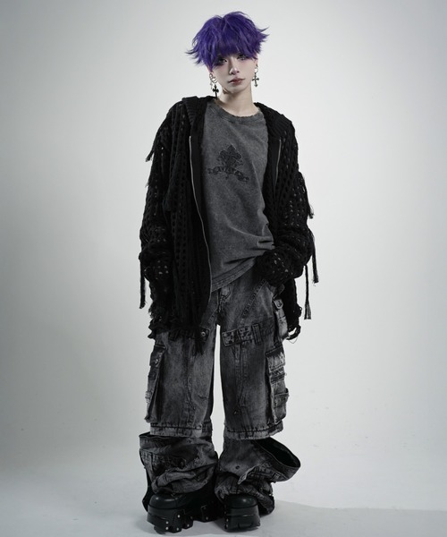 REFLEM(レフレム)の「『REFLEM/レフレム』フリンジニットZIPフーディー/ジップパーカー(パーカー・レディース・グレー/ブラック・FREE)」の12枚目の写真
