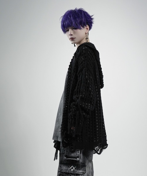 REFLEM(レフレム)の「『REFLEM/レフレム』フリンジニットZIPフーディー/ジップパーカー(パーカー・レディース・グレー/ブラック・FREE)」の10枚目の写真