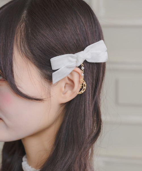 ROJITA(ロジータ)の「ムーンチェーンベロアリボンクリップセット(バレッタ/ヘアクリップ・レディース・ピンク系その他/ブラック/ホワイト・FREE)」の10枚目の写真