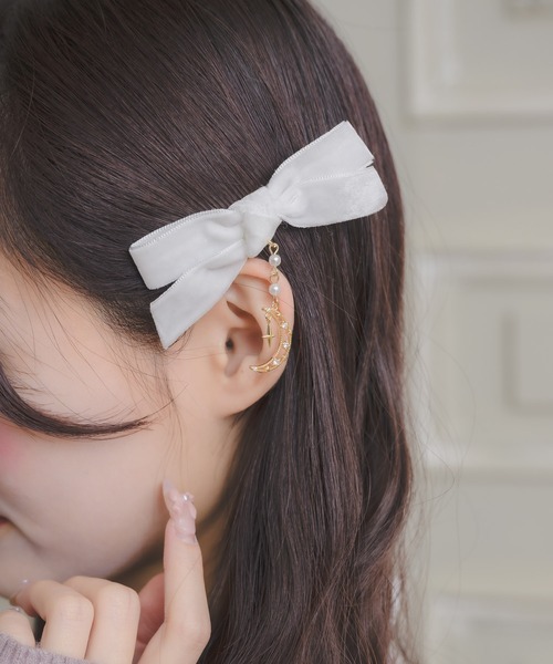 ROJITA(ロジータ)の「ムーンチェーンベロアリボンクリップセット(バレッタ/ヘアクリップ・レディース・ピンク系その他/ブラック/ホワイト・FREE)」の12枚目の写真