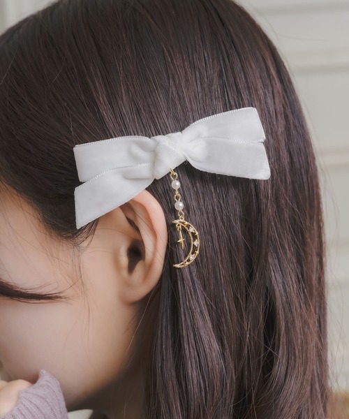 ROJITA(ロジータ)の「ムーンチェーンベロアリボンクリップセット(バレッタ/ヘアクリップ・レディース・ピンク系その他/ブラック/ホワイト・FREE)」の14枚目の写真