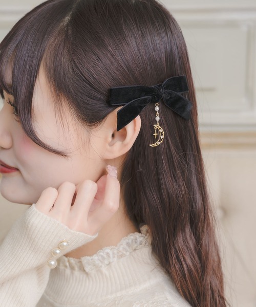 ROJITA(ロジータ)の「ムーンチェーンベロアリボンクリップセット(バレッタ/ヘアクリップ・レディース・ピンク系その他/ブラック/ホワイト・FREE)」の17枚目の写真