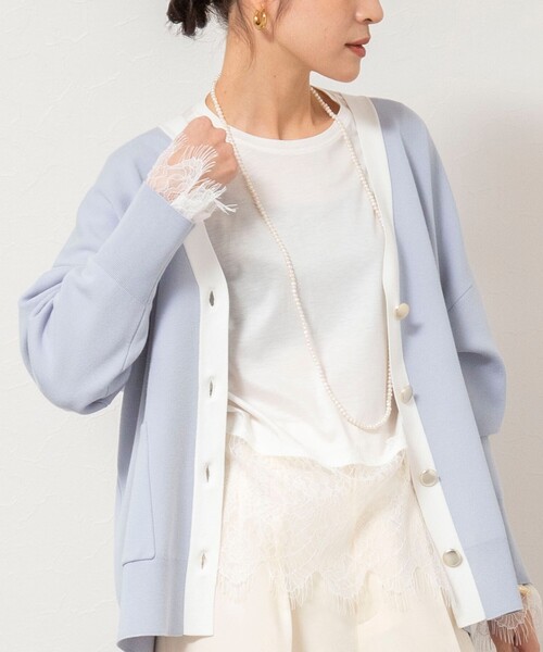 NOLLEY’S Sophi(ノーリーズソフィ)の「ウォッシャブルレース切替ロンT(Tシャツ/カットソー・レディース・オフホワイト/グレー・38)」の13枚目の写真