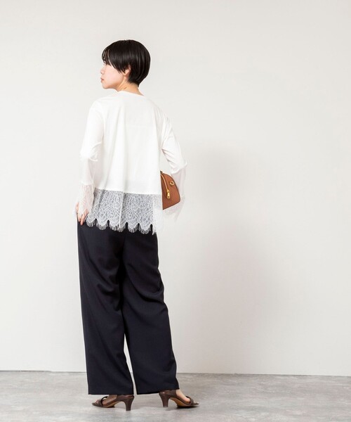 NOLLEY’S Sophi(ノーリーズソフィ)の「ウォッシャブルレース切替ロンT(Tシャツ/カットソー・レディース・オフホワイト/グレー・38)」の18枚目の写真