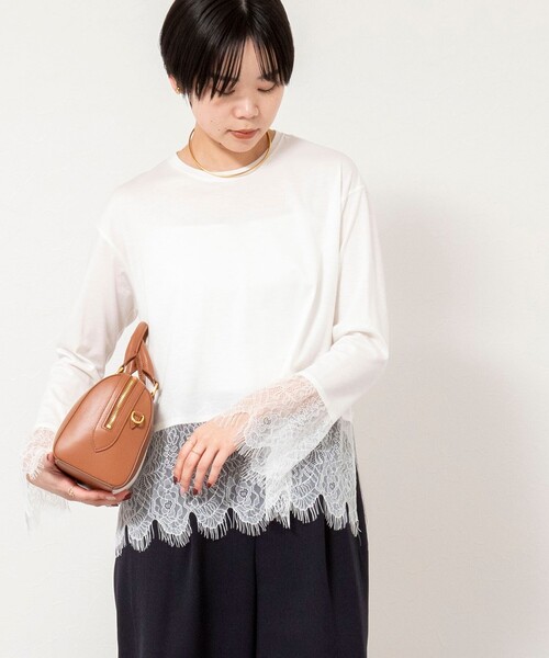 NOLLEY’S Sophi(ノーリーズソフィ)の「ウォッシャブルレース切替ロンT(Tシャツ/カットソー・レディース・オフホワイト/グレー・38)」の19枚目の写真