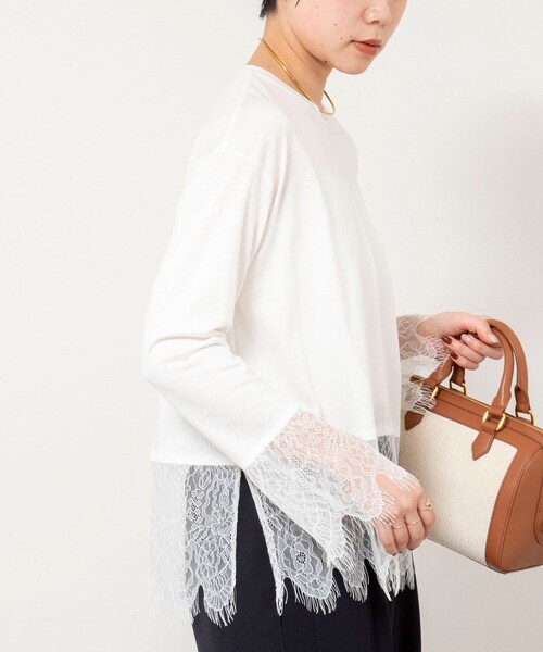 NOLLEY’S Sophi(ノーリーズソフィ)の「ウォッシャブルレース切替ロンT(Tシャツ/カットソー・レディース・オフホワイト/グレー・38)」の20枚目の写真