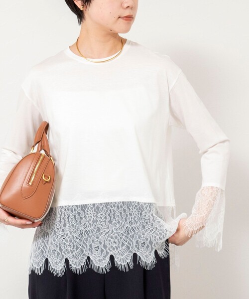 NOLLEY’S Sophi(ノーリーズソフィ)の「ウォッシャブルレース切替ロンT(Tシャツ/カットソー・レディース・オフホワイト/グレー・38)」の21枚目の写真