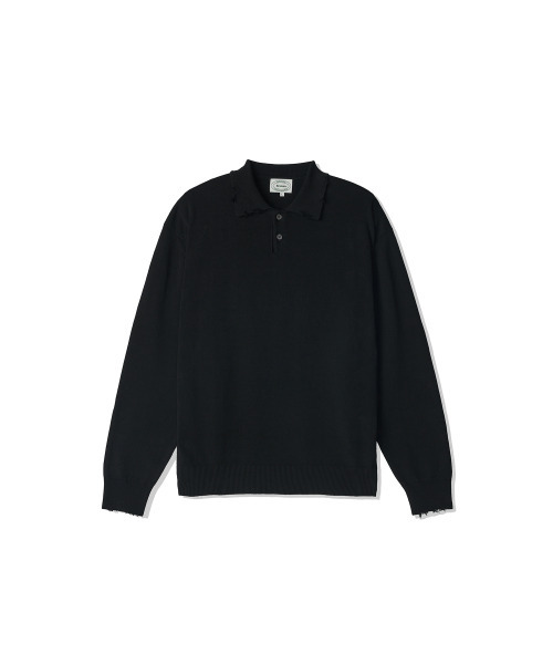 BRUMAN(ブルーマン)の「Shabby Knitted Polo Shirt (Black)(ニット/セーター・メンズ・その他・MEDIUM/LARGE)」の1枚目の写真