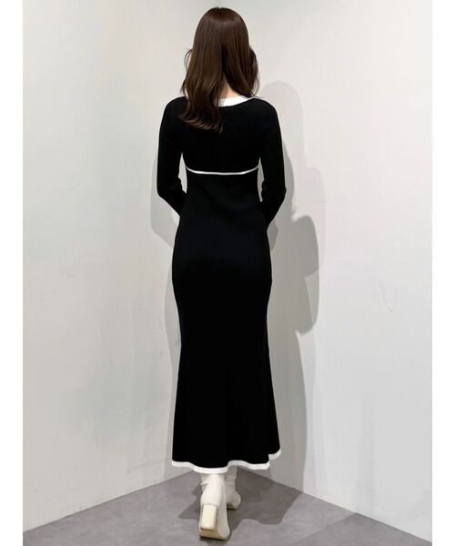 MERCURYDUO（マーキュリーデュオ）の「バイカラーリボンリブニットワンピース（ワンピース・レディース・ブラック/オフホワイト・SMALL/MEDIUM）」の20枚目の写真