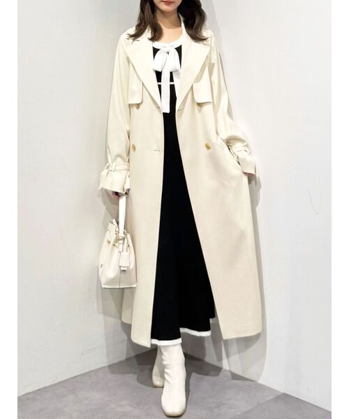 MERCURYDUO（マーキュリーデュオ）の「バイカラーリボンリブニットワンピース（ワンピース・レディース・ブラック/オフホワイト・SMALL/MEDIUM）」の21枚目の写真