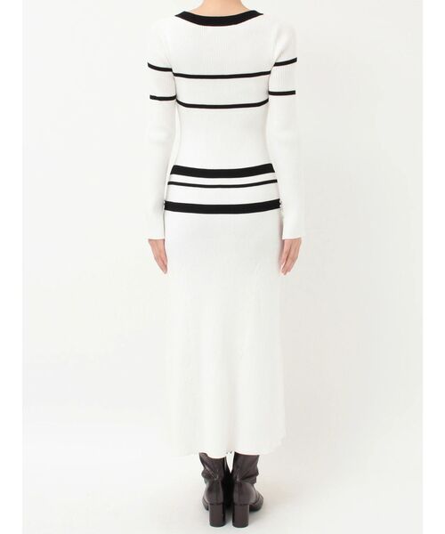 MERCURYDUO（マーキュリーデュオ）の「バイカラーリボンリブニットワンピース（ワンピース・レディース・ブラック/オフホワイト・SMALL/MEDIUM）」の7枚目の写真