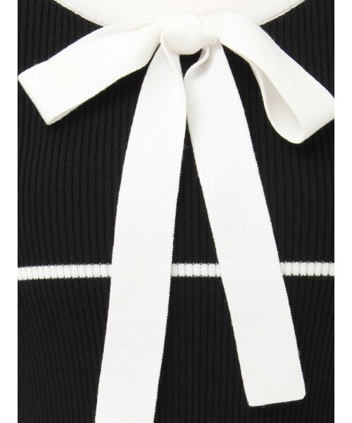 MERCURYDUO（マーキュリーデュオ）の「バイカラーリボンリブニットワンピース（ワンピース・レディース・ブラック/オフホワイト・SMALL/MEDIUM）」の12枚目の写真