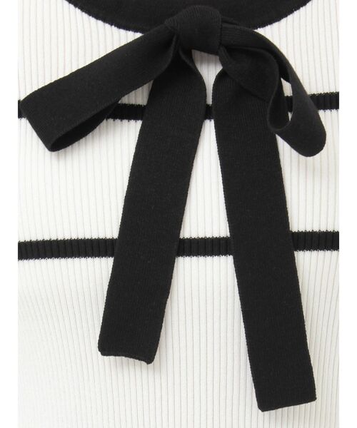 MERCURYDUO（マーキュリーデュオ）の「バイカラーリボンリブニットワンピース（ワンピース・レディース・ブラック/オフホワイト・SMALL/MEDIUM）」の13枚目の写真