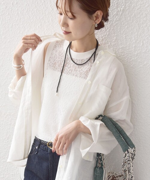 SHIPS(シップス)の「【実力派ベーシック】〈手洗い可能〉IMPERIAL LINEN 混 オーバー サイズ シャツ(シャツ/ブラウス・レディース・ネイビー/ベージュ/ライトピンク/オフホワイト/サックスブルー/ブラウン・38/36)」の2枚目の写真