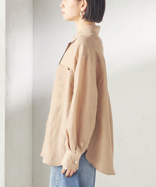 SHIPS(シップス)の「【実力派ベーシック】〈手洗い可能〉IMPERIAL LINEN 混 オーバー サイズ シャツ(シャツ/ブラウス・レディース・ネイビー/ベージュ/ライトピンク/オフホワイト/サックスブルー/ブラウン・38/36)」の7枚目の写真