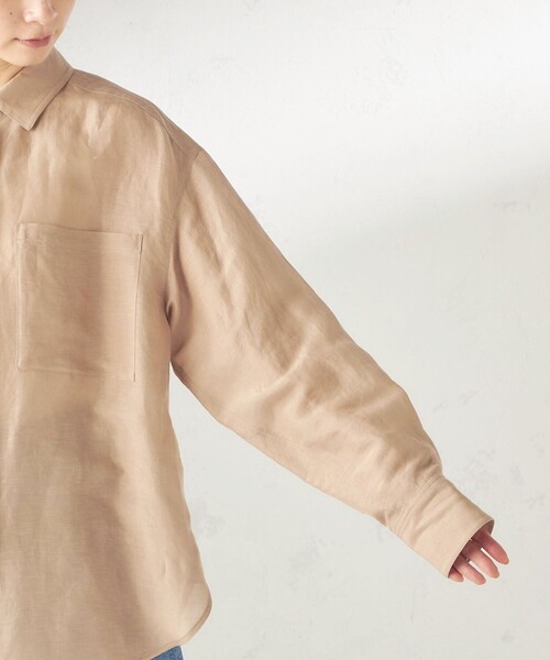 SHIPS(シップス)の「【実力派ベーシック】〈手洗い可能〉IMPERIAL LINEN 混 オーバー サイズ シャツ(シャツ/ブラウス・レディース・ネイビー/ベージュ/ライトピンク/オフホワイト/サックスブルー/ブラウン・38/36)」の9枚目の写真
