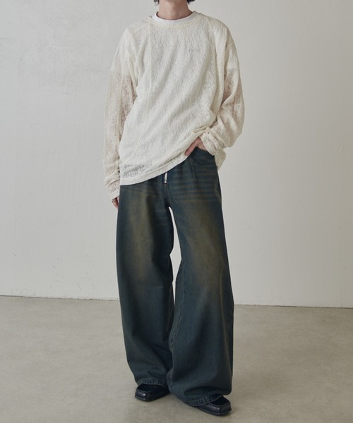 Lui's(ルイス)の「スウィッチングシアーロングスリーブTシャツ(Tシャツ/カットソー・メンズ・グリーン/ホワイト/ブラック・M/S)」の14枚目の写真