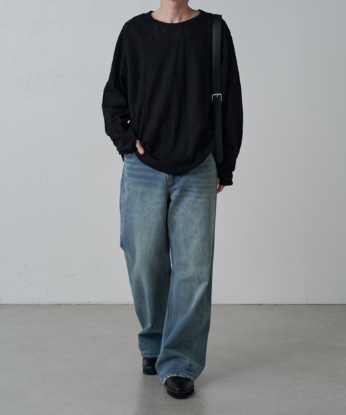Lui's(ルイス)の「スウィッチングシアーロングスリーブTシャツ(Tシャツ/カットソー・メンズ・グリーン/ホワイト/ブラック・M/S)」の20枚目の写真