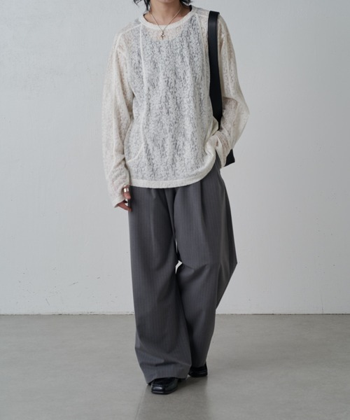 Lui's(ルイス)の「スウィッチングシアーロングスリーブTシャツ(Tシャツ/カットソー・メンズ・グリーン/ホワイト/ブラック・M/S)」の22枚目の写真