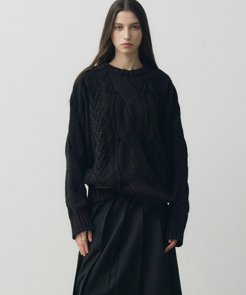 NOIRER FOR WOMAN(ノイアーフォーウーマン)の「ヘビーマルチケーブルニット(ブラック)(ニット/セーター・レディース・その他・FREE)」の1枚目の写真
