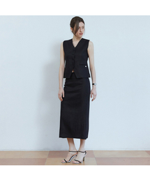 ADAUL（アダウル）の「Corn linen set up - black（ベスト）」