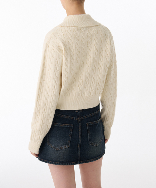 MUSINSA STANDARD WOMAN（ムシンサスタンダードウーマン）の「ウィメンズケーブルニットジップアップ[アイボリー]（ニット/セーター・レディース・その他・LARGE/MEDIUM/X-SMALL/SMALL）」の3枚目の写真