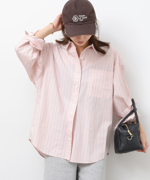 JOURNAL STANDARD relume（ジャーナルスタンダード　レリューム）の「［26SS新作］スーピマコットンストライプシャツ（シャツ/ブラウス・レディース・ブルー系その他/イエロー/ピンク系その他/ライトグレー/グリーン・FREE）」の5枚目の写真