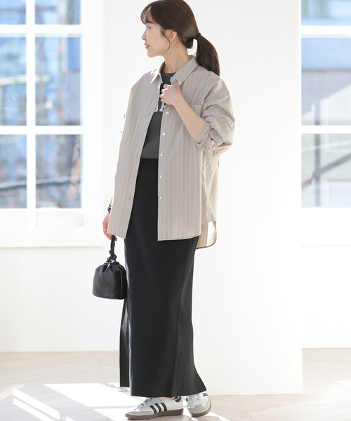 JOURNAL STANDARD relume（ジャーナルスタンダード　レリューム）の「［26SS新作］スーピマコットンストライプシャツ（シャツ/ブラウス・レディース・ブルー系その他/イエロー/ピンク系その他/ライトグレー/グリーン・FREE）」の6枚目の写真