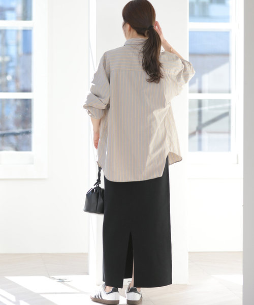 JOURNAL STANDARD relume（ジャーナルスタンダード　レリューム）の「［26SS新作］スーピマコットンストライプシャツ（シャツ/ブラウス・レディース・ブルー系その他/イエロー/ピンク系その他/ライトグレー/グリーン・FREE）」の9枚目の写真