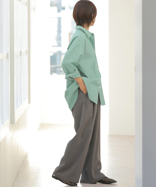 JOURNAL STANDARD relume（ジャーナルスタンダード　レリューム）の「［26SS新作］スーピマコットンストライプシャツ（シャツ/ブラウス・レディース・ブルー系その他/イエロー/ピンク系その他/ライトグレー/グリーン・FREE）」の17枚目の写真