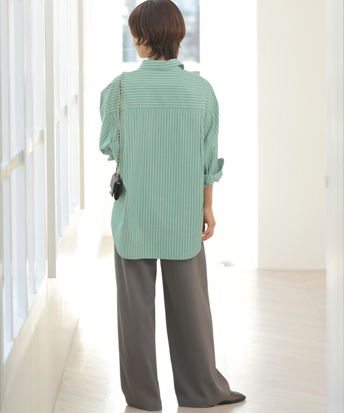 JOURNAL STANDARD relume（ジャーナルスタンダード　レリューム）の「［26SS新作］スーピマコットンストライプシャツ（シャツ/ブラウス・レディース・ブルー系その他/イエロー/ピンク系その他/ライトグレー/グリーン・FREE）」の18枚目の写真