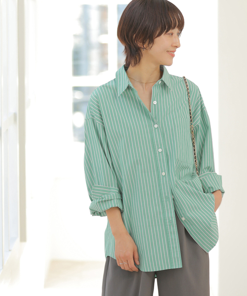 JOURNAL STANDARD relume（ジャーナルスタンダード　レリューム）の「［26SS新作］スーピマコットンストライプシャツ（シャツ/ブラウス・レディース・ブルー系その他/イエロー/ピンク系その他/ライトグレー/グリーン・FREE）」の19枚目の写真