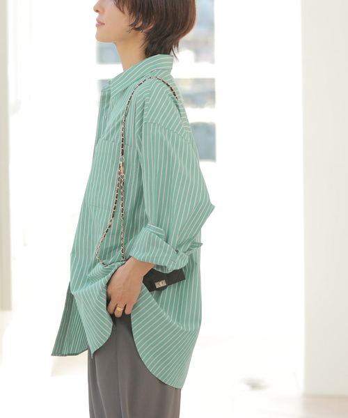 JOURNAL STANDARD relume（ジャーナルスタンダード　レリューム）の「［26SS新作］スーピマコットンストライプシャツ（シャツ/ブラウス・レディース・ブルー系その他/イエロー/ピンク系その他/ライトグレー/グリーン・FREE）」の21枚目の写真