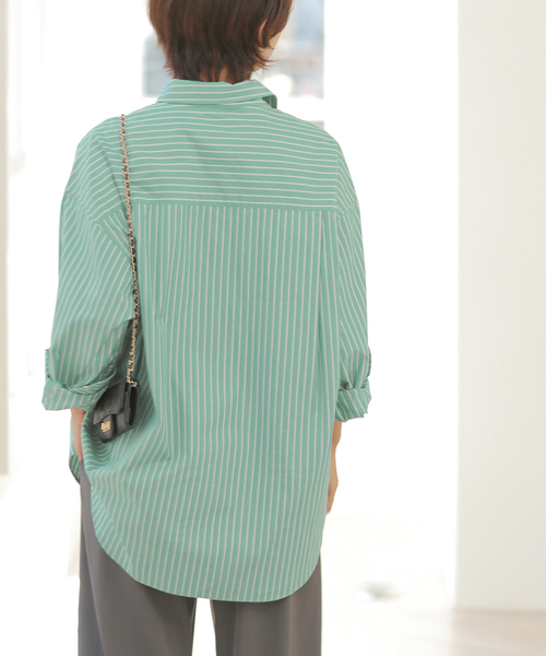 JOURNAL STANDARD relume（ジャーナルスタンダード　レリューム）の「［26SS新作］スーピマコットンストライプシャツ（シャツ/ブラウス・レディース・ブルー系その他/イエロー/ピンク系その他/ライトグレー/グリーン・FREE）」の22枚目の写真