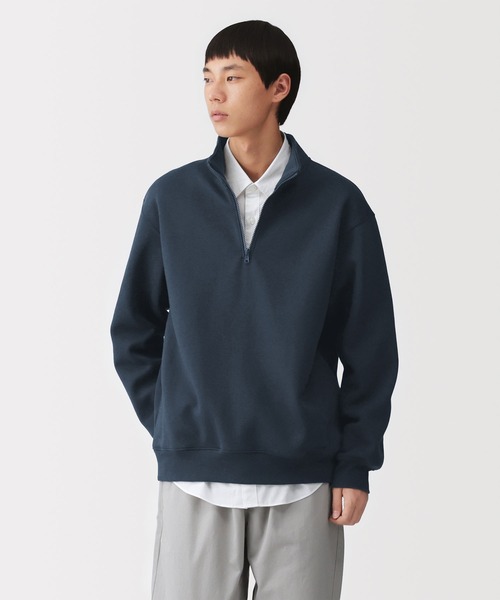 無印良品（ムジルシリョウヒン）の「紳士　ハーフジップスウェットシャツ（スウェット・メンズ・グレー/チャコールグレー/ネイビー/ブラック/スモーキーグリーン系・S/XL/L/M）」の5枚目の写真