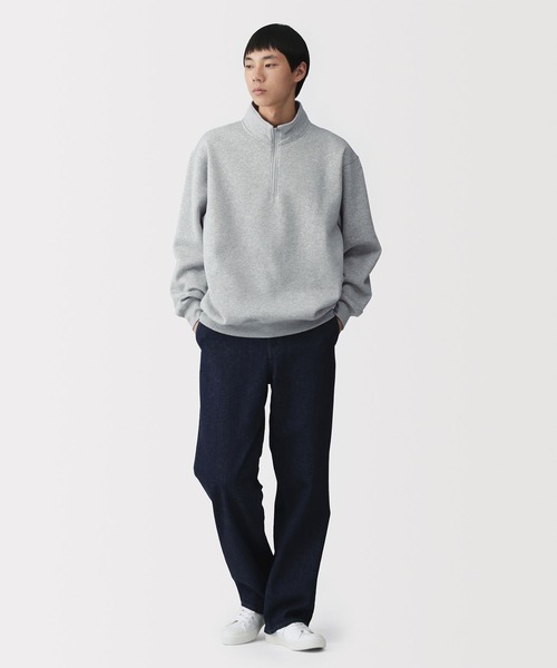 無印良品（ムジルシリョウヒン）の「紳士　ハーフジップスウェットシャツ（スウェット・メンズ・グレー/チャコールグレー/ネイビー/ブラック/スモーキーグリーン系・S/XL/L/M）」の14枚目の写真