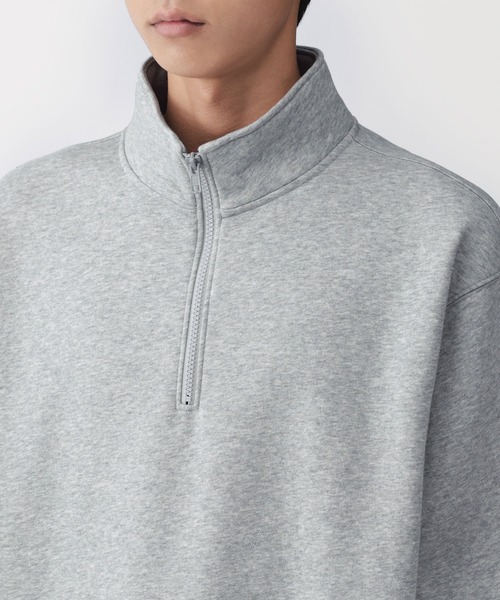 無印良品（ムジルシリョウヒン）の「紳士　ハーフジップスウェットシャツ（スウェット・メンズ・グレー/チャコールグレー/ネイビー/ブラック/スモーキーグリーン系・S/XL/L/M）」の17枚目の写真