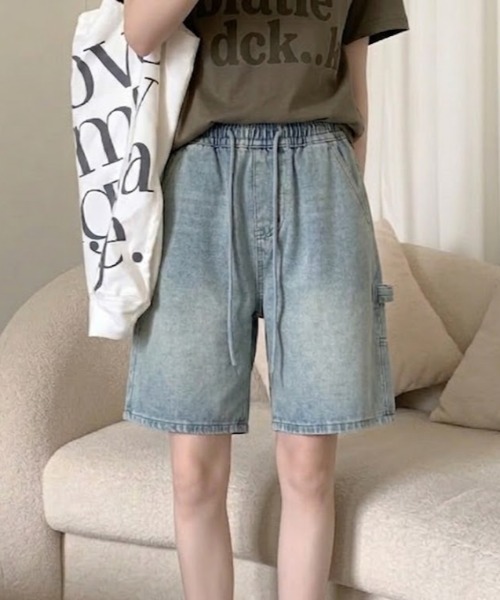 SHEPP（シープ）の「【26年春新作】【UNISEX】ワイドシルエット デニム バミューダパンツ（デニムパンツ・メンズ・ライトブルー/インディゴブルー・L/M）」の2枚目の写真