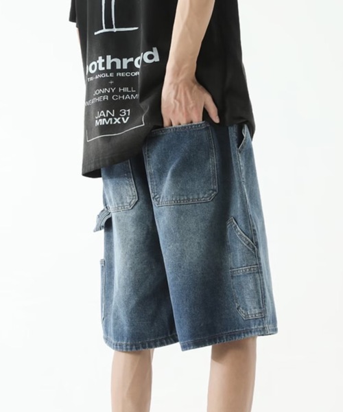 SHEPP（シープ）の「【26年春新作】【UNISEX】ワイドシルエット デニム バミューダパンツ（デニムパンツ・メンズ・ライトブルー/インディゴブルー・L/M）」の14枚目の写真