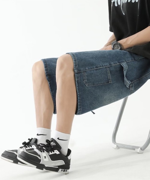 SHEPP（シープ）の「【26年春新作】【UNISEX】ワイドシルエット デニム バミューダパンツ（デニムパンツ・メンズ・ライトブルー/インディゴブルー・L/M）」の15枚目の写真