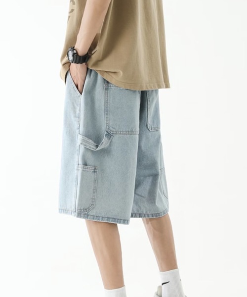 SHEPP（シープ）の「【26年春新作】【UNISEX】ワイドシルエット デニム バミューダパンツ（デニムパンツ・メンズ・ライトブルー/インディゴブルー・L/M）」の6枚目の写真