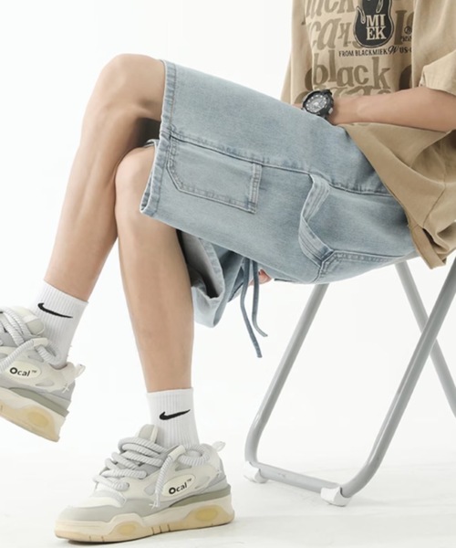 SHEPP（シープ）の「【26年春新作】【UNISEX】ワイドシルエット デニム バミューダパンツ（デニムパンツ・メンズ・ライトブルー/インディゴブルー・L/M）」の8枚目の写真