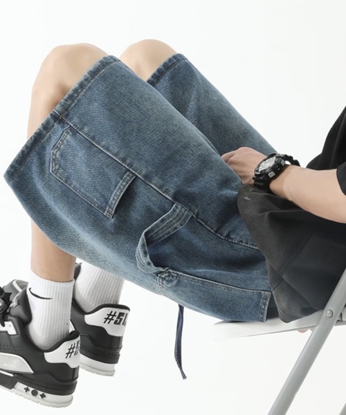 SHEPP（シープ）の「【26年春新作】【UNISEX】ワイドシルエット デニム バミューダパンツ（デニムパンツ・メンズ・ライトブルー/インディゴブルー・L/M）」の12枚目の写真