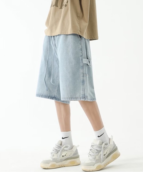 SHEPP（シープ）の「【26年春新作】【UNISEX】ワイドシルエット デニム バミューダパンツ（デニムパンツ・メンズ・ライトブルー/インディゴブルー・L/M）」の4枚目の写真
